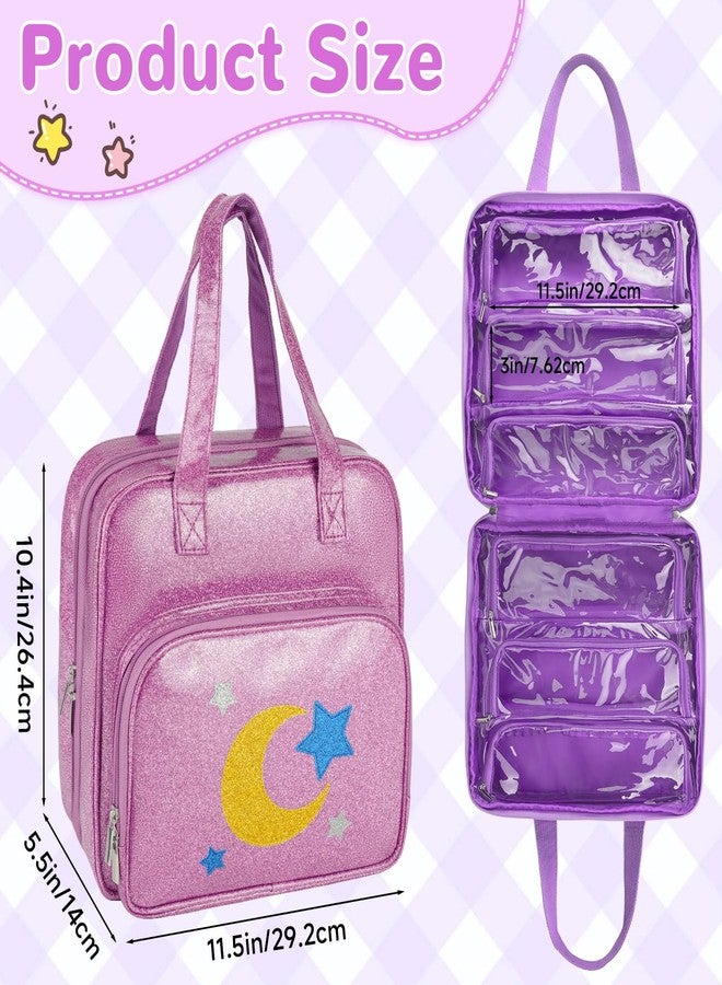 Jaffzora Dolls Carrying Case Compatible with LOL Surprise Dolls All,Hanging Travel Toys Storage Tote Bag with 6 Clear Pockets for Girls,Purple - Image 5